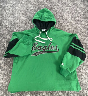Starter Philadelphia Eagles Men's XXL Green Hooded Long Sleeve Shirt NFL